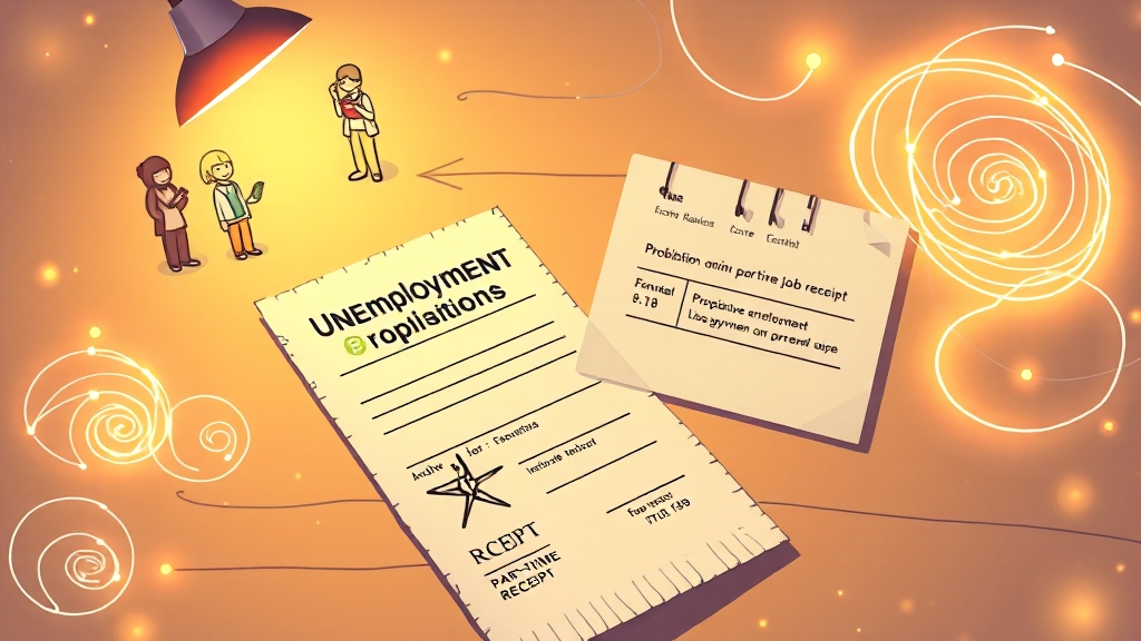 실업 지원금 수급 시 유의사항 (illustration 스타일)