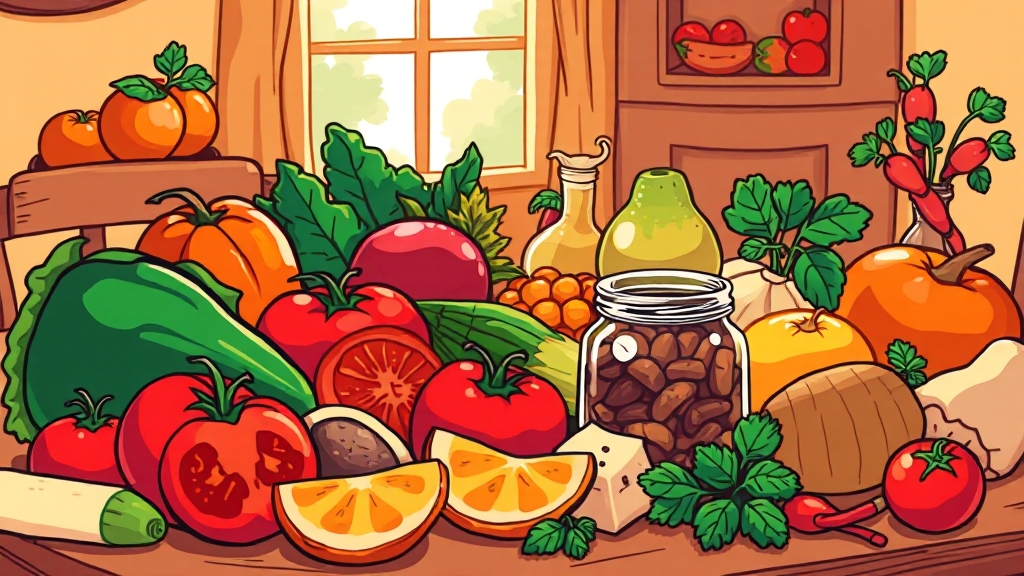 혈관 건강 위한 식습관 개선 팁 (cartoon 스타일)