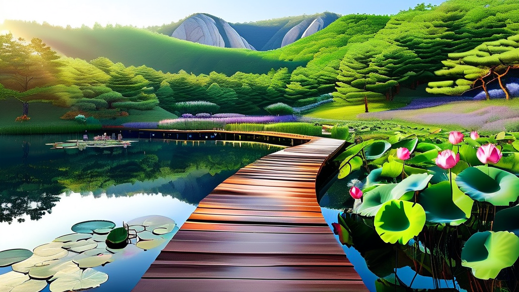 아름다운 자연 속 산책: 동구릉의 숲길과 생태 공간 (realistic 스타일)