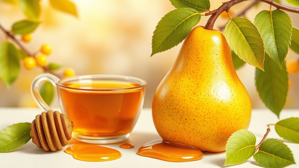 배: 기침, 가래 완화 특효 (realistic 스타일)