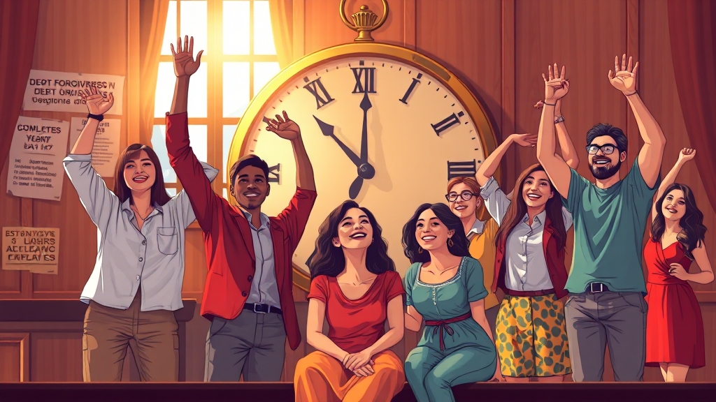 채무조정 후 재신청 및 재기 지원 (illustration 스타일)