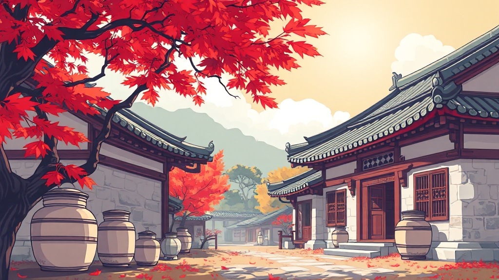 명재고택 가을 풍경 감상: 단풍 명소 (cartoon 스타일)