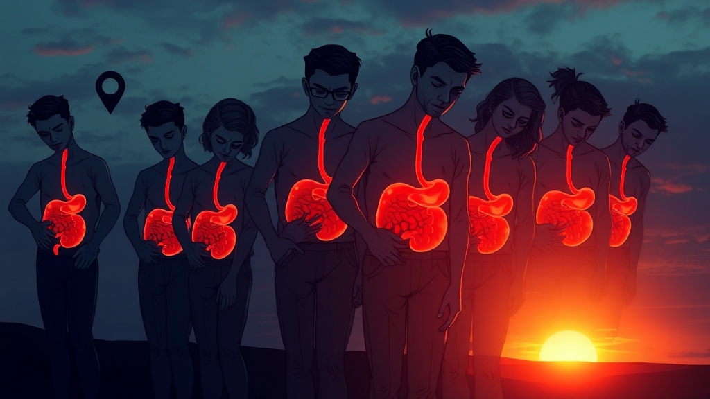 궤양 초기 증상과 영향 (illustration 스타일)