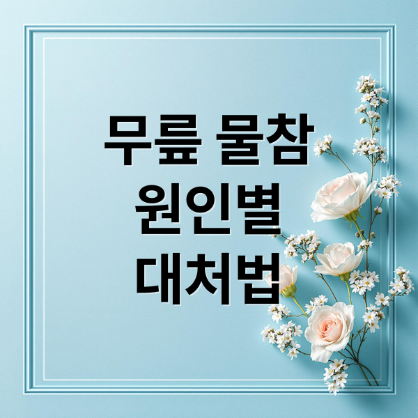 무릎 물참
원인별
대처법 (무릎 물찼을때 치료)