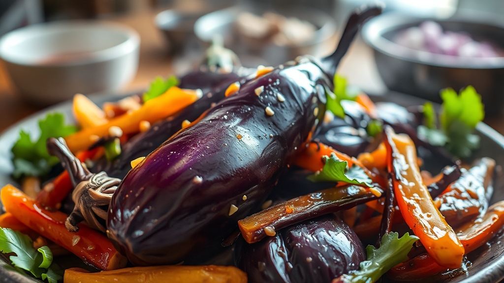 신선한 가지와 부재료 선택 (realistic 스타일)