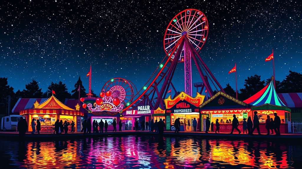 부대시설과 전통 먹거리 (popart 스타일)