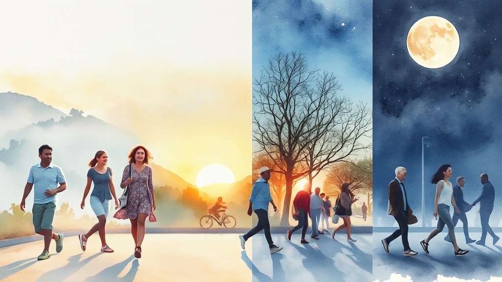 언제 걷는 게 좋을까요? (watercolor 스타일)