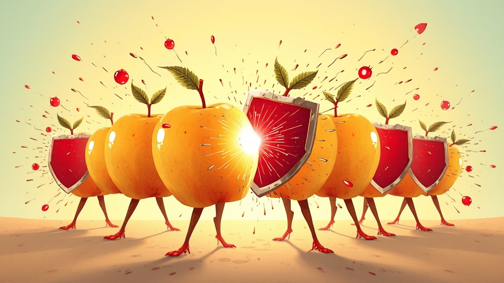 사과의 항산화 작용과 면역력 증진 (illustration 스타일)