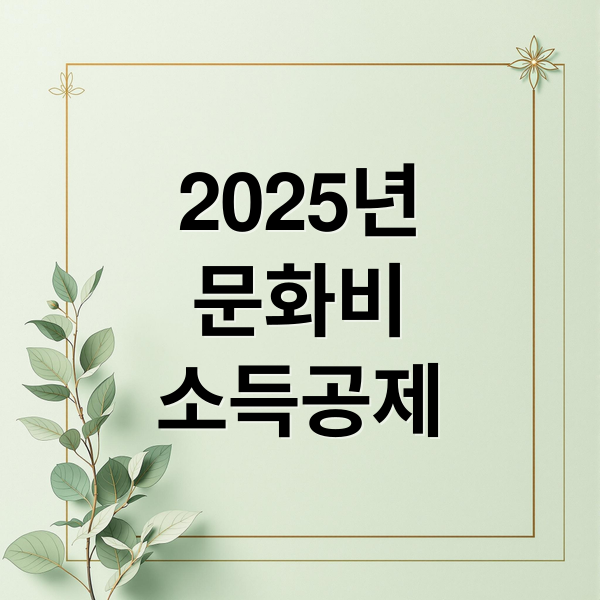 2025년
문화비
소득공제 (문화비 소득공제)