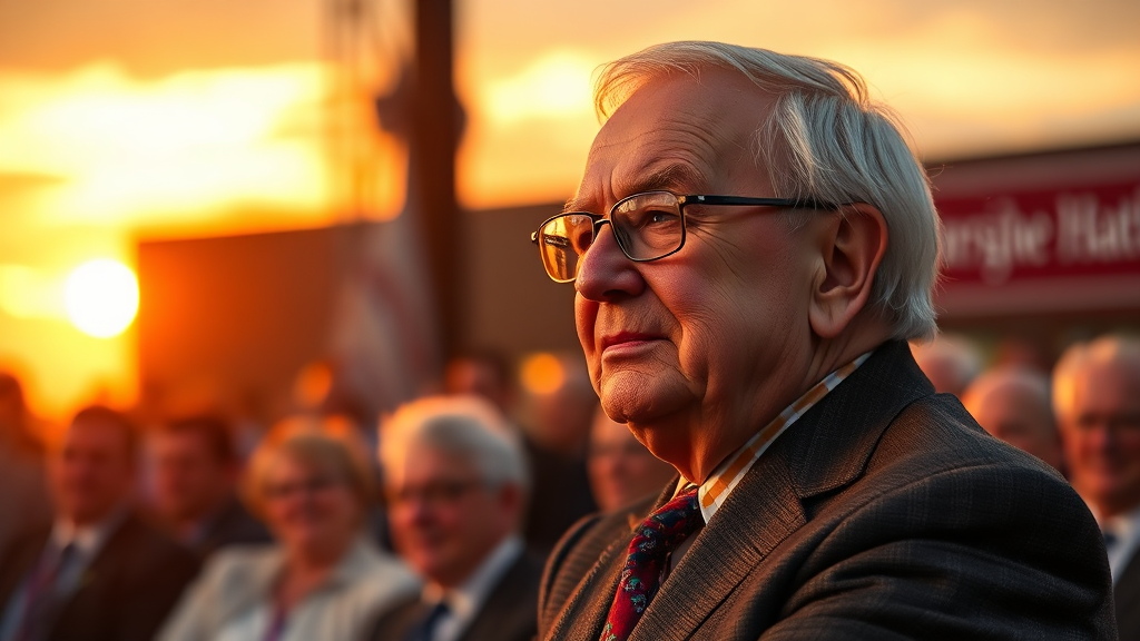 버핏 CEO 사임 발표 (realistic 스타일)