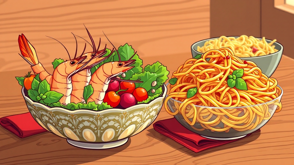 칵테일 새우 영양 & 효능 (cartoon 스타일)