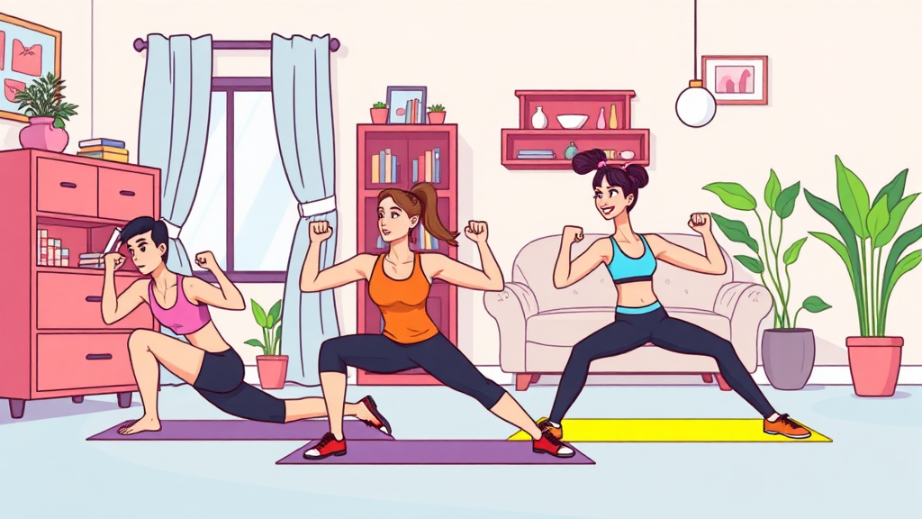 맨몸 운동 3가지 (cartoon 스타일)