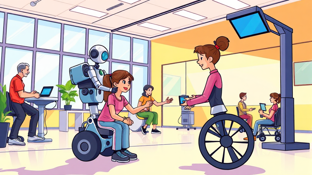 스마트 재활센터 시설 둘러보기 (cartoon 스타일)