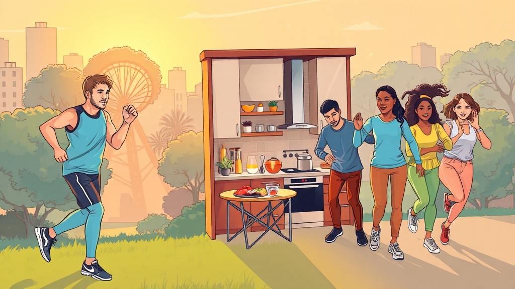 건강이 최우선! 균형 잡힌 계획 (illustration 스타일)