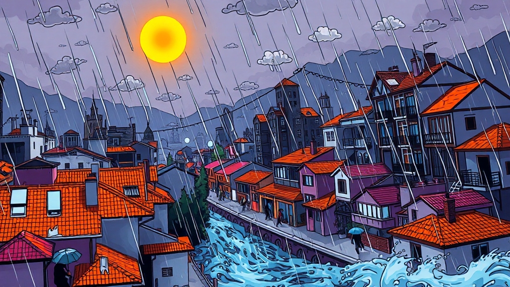기후 변화와 극한 기상 현상의 관계 (cartoon 스타일)