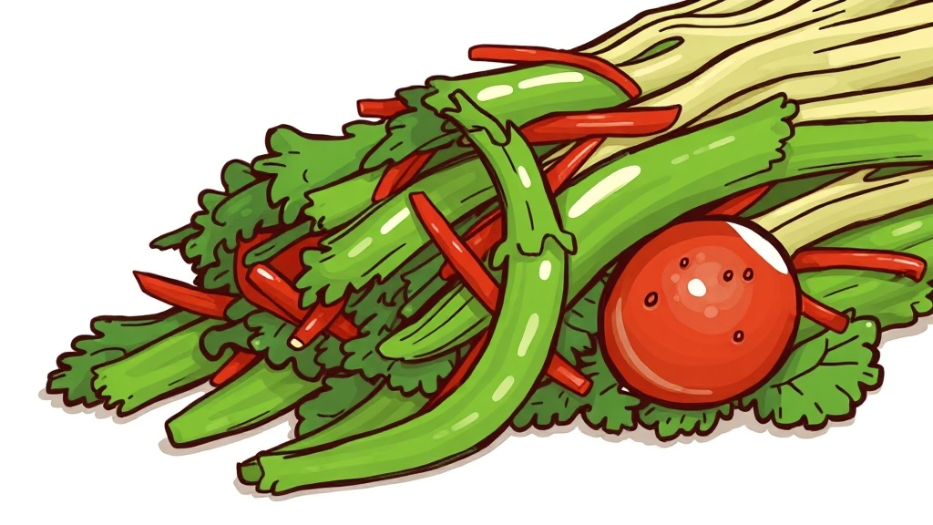 궁채나물 영양성분 및 칼로리 분석 (cartoon 스타일)