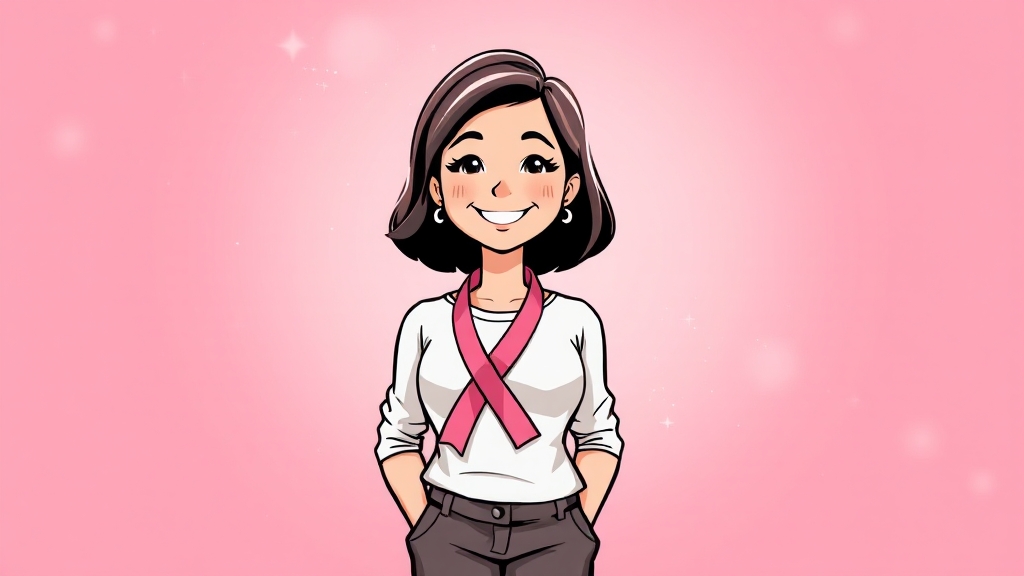 유방암, 긍정적으로 극복해요! (cartoon 스타일)