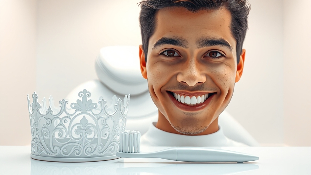 크라운 오래 쓰는 비법, 구강 관리! (illustration 스타일)