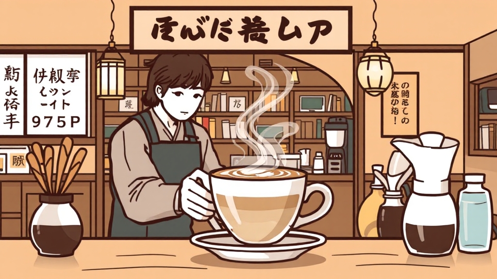 오사카 마루후쿠 커피점 감성 일러스트