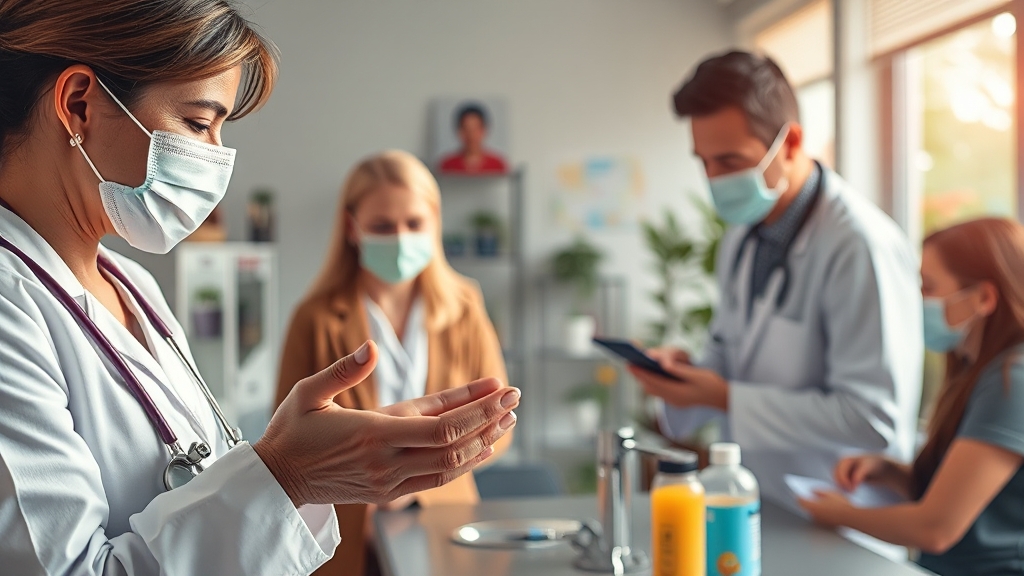 면역 억제제 사용 시 주의할 점 (realistic 스타일)