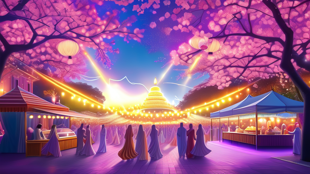 축제 즐기기: 먹거리, 볼거리, 즐길 거리 총정리 (realistic 스타일)