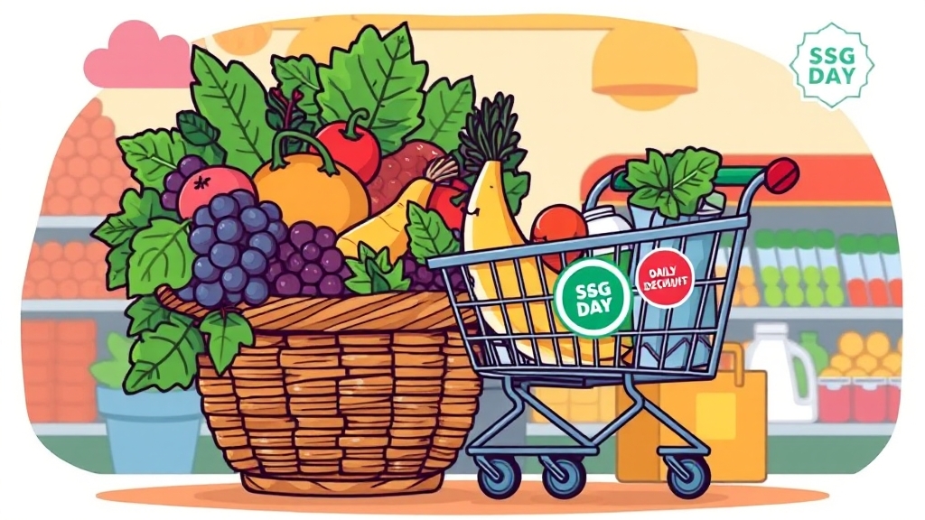 과일 & 생활용품 득템 찬스 (cartoon 스타일)