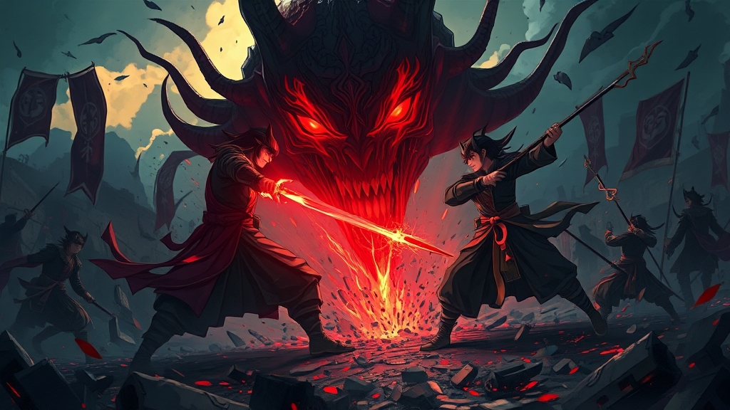 무잔의 능력과 최종 결전 분석 (illustration 스타일)