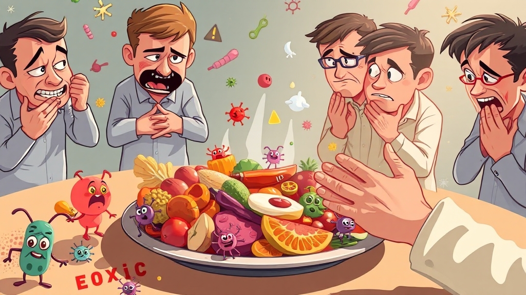 식중독이란? 정의와 원인 (cartoon 스타일)