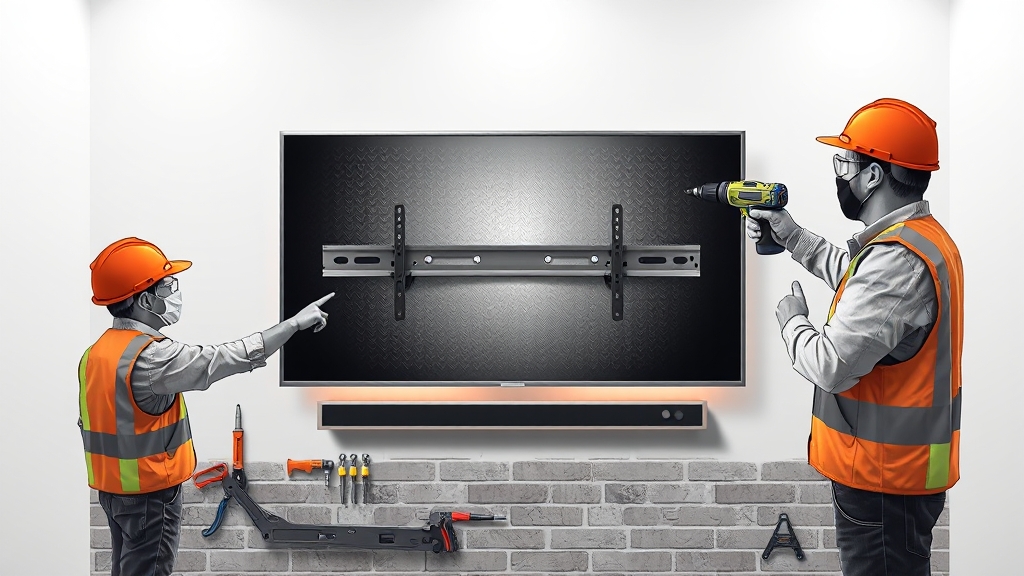 안전한 85인치 TV 벽걸이, 주의사항은? (illustration 스타일)