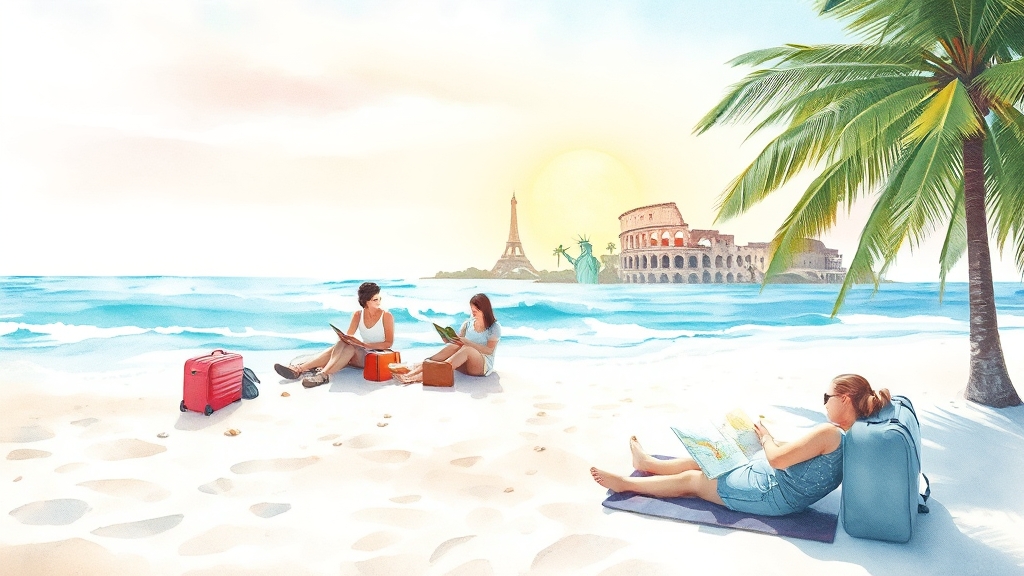 인기 여행지 추천 (watercolor 스타일)