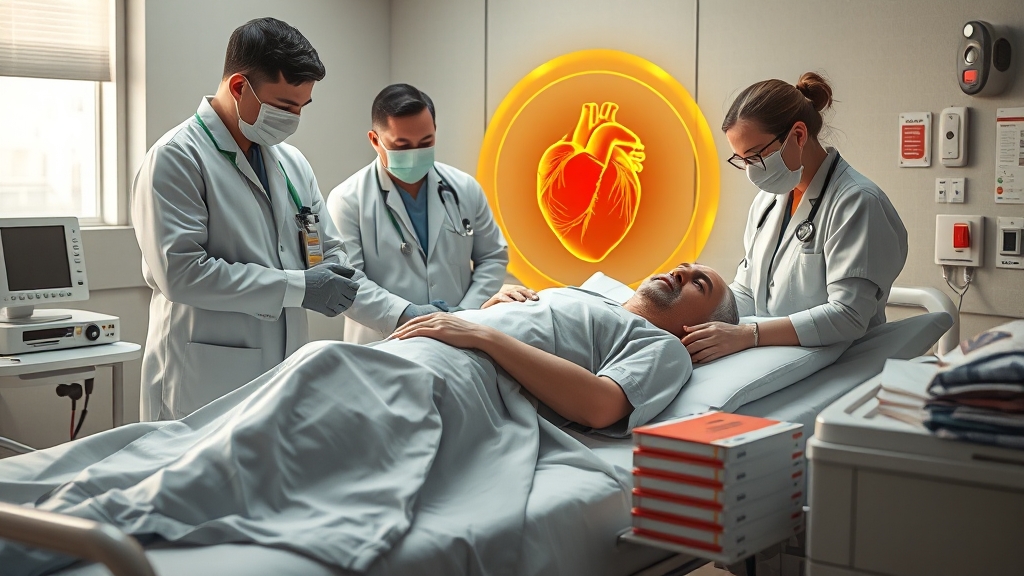 심근경색 발생 시 응급 대처 요령 (realistic 스타일)