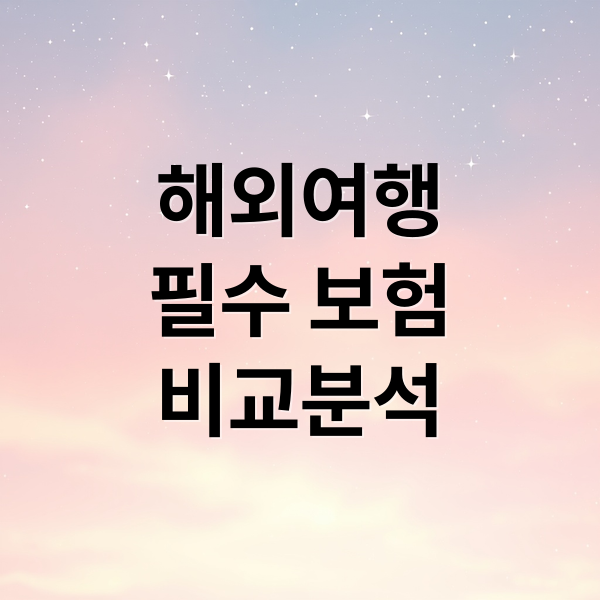 해외여행
필수 보험
비교분석 (해외여행자 보험 비교)