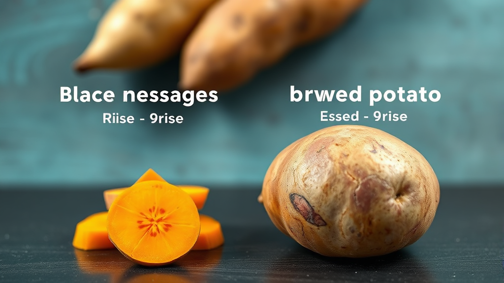 고구마 vs 감자: 혈당 상승 속도 비교 (realistic 스타일)