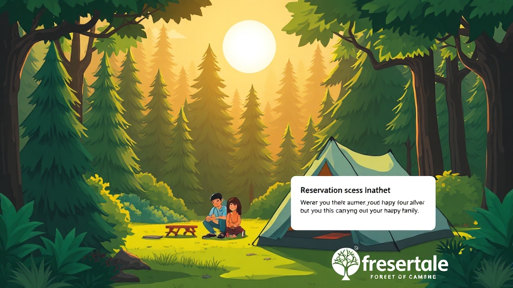 숲나들e 예약 꿀팁 (cartoon 스타일)