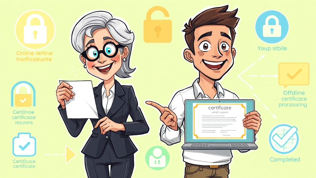 확인서 발급 방법 (온라인/오프라인) (cartoon 스타일)