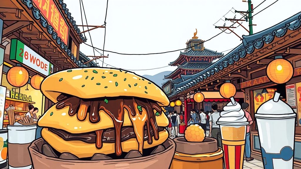 한옥마을 인기 길거리 음식 & 간식 (illustration 스타일)