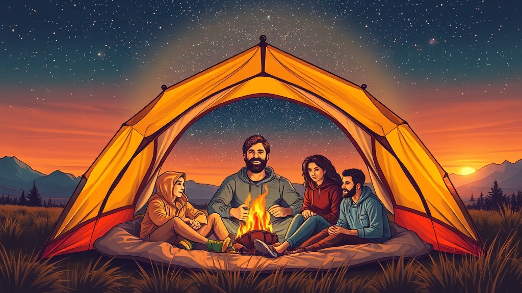 캠핑 및 레저 활동에서의 장점 (illustration 스타일)
