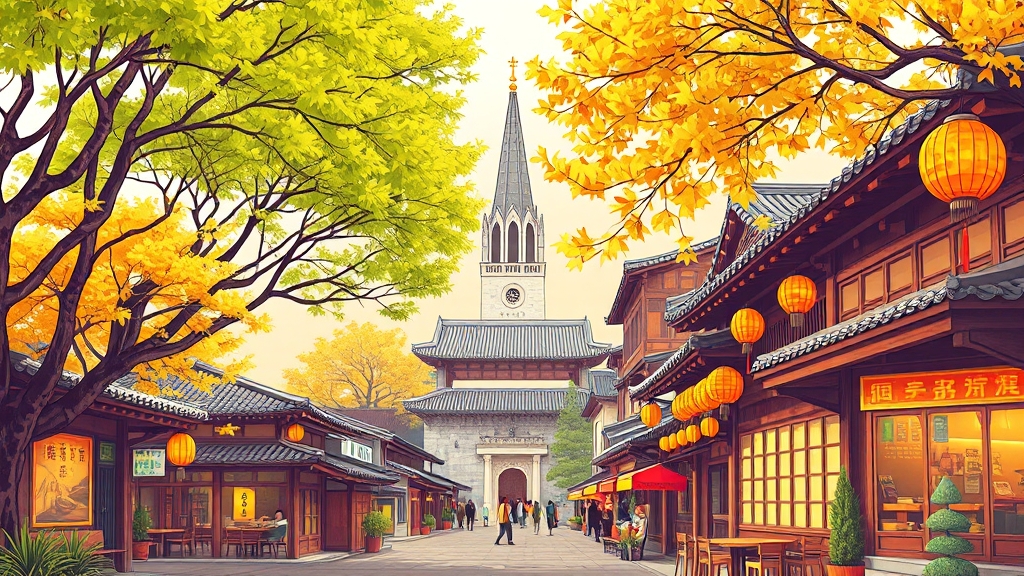 한옥마을 주변 핫플 (illustration 스타일)