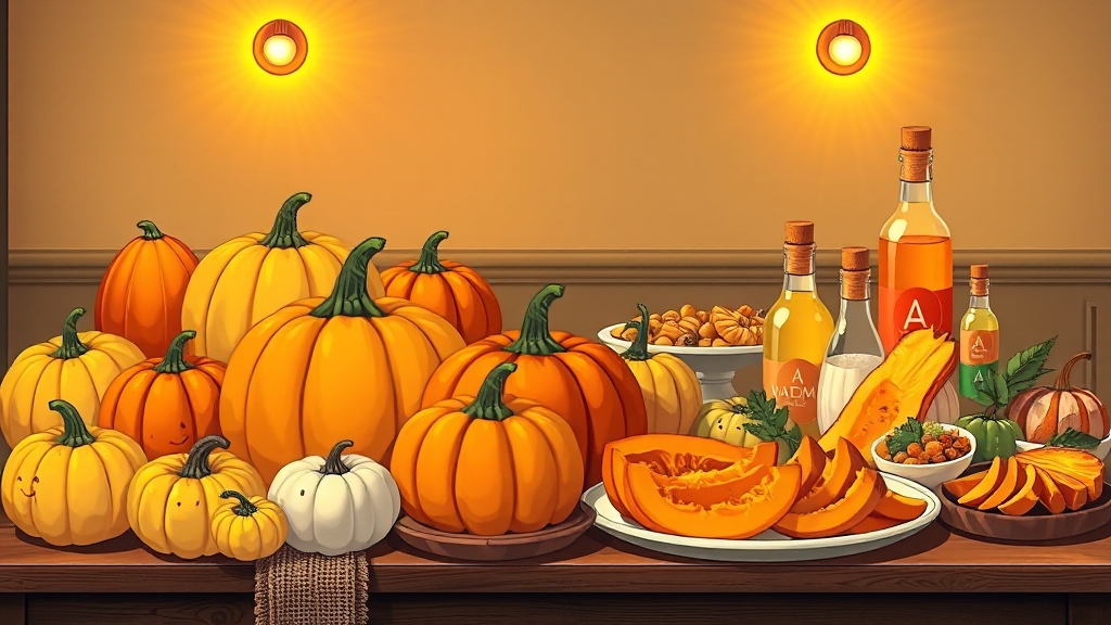 호박의 영양 성분 & 종류 (illustration 스타일)