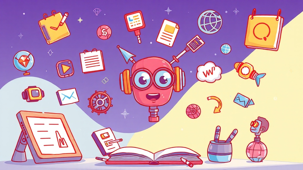 AI 글쓰기 도구 활용 전략: 상황별 추천 (cartoon 스타일)