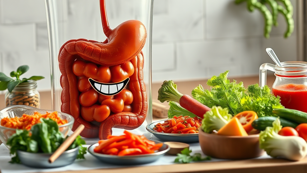 장 건강, 면역력 핵심 연결고리 (realistic 스타일)