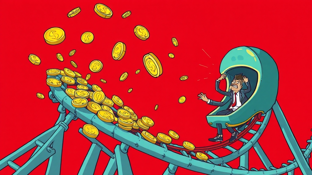 투자 심리 위축 & 변동성 확대 (cartoon 스타일)