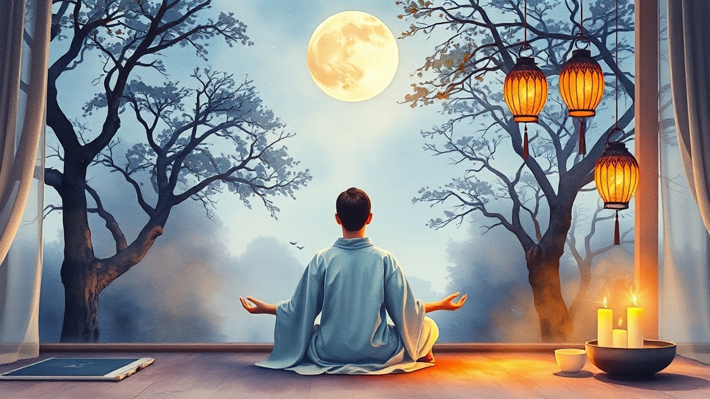 잠들기 전 이완 및 명상 (watercolor 스타일)