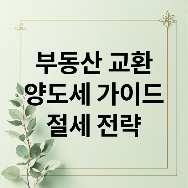 부동산 교환
양도세 가이드
절세 전략 (부동산 교환 양도세 계산법)