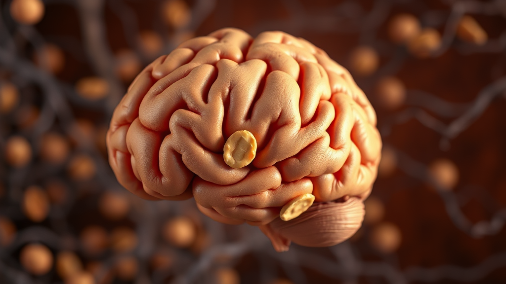 땅콩 섭취량과 뇌 건강 효과 (realistic 스타일)