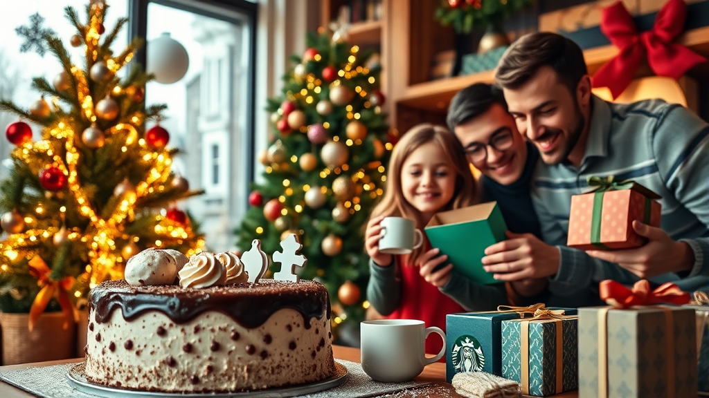 스타벅스 크리스마스 케이크 예약 방법 (realistic 스타일)