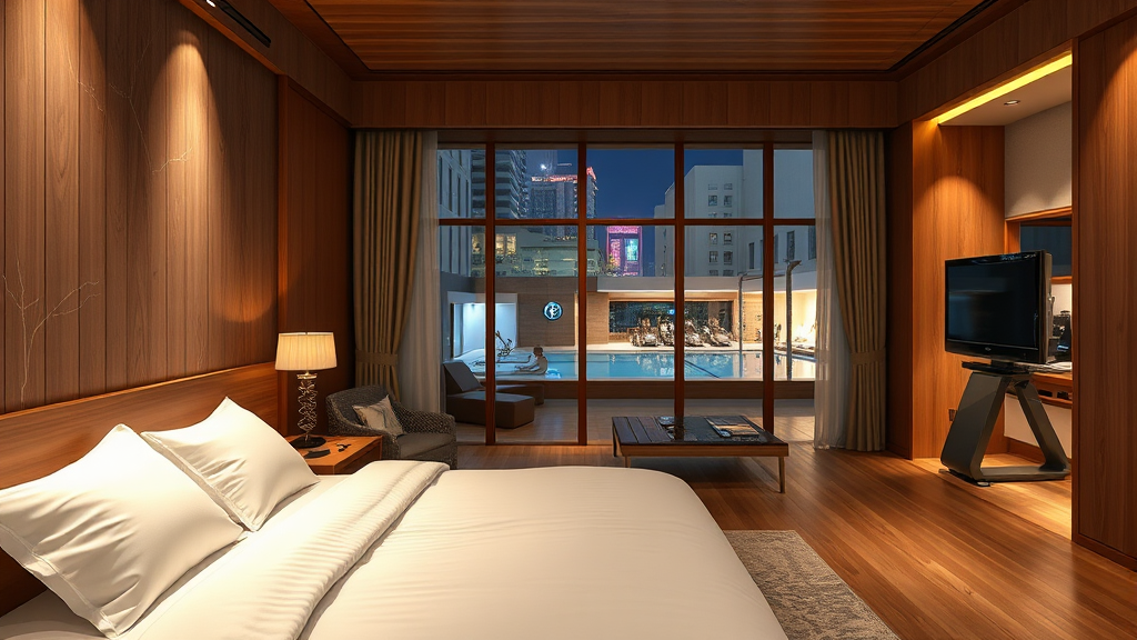 호텔 객실 및 부대시설 소개 (realistic 스타일)