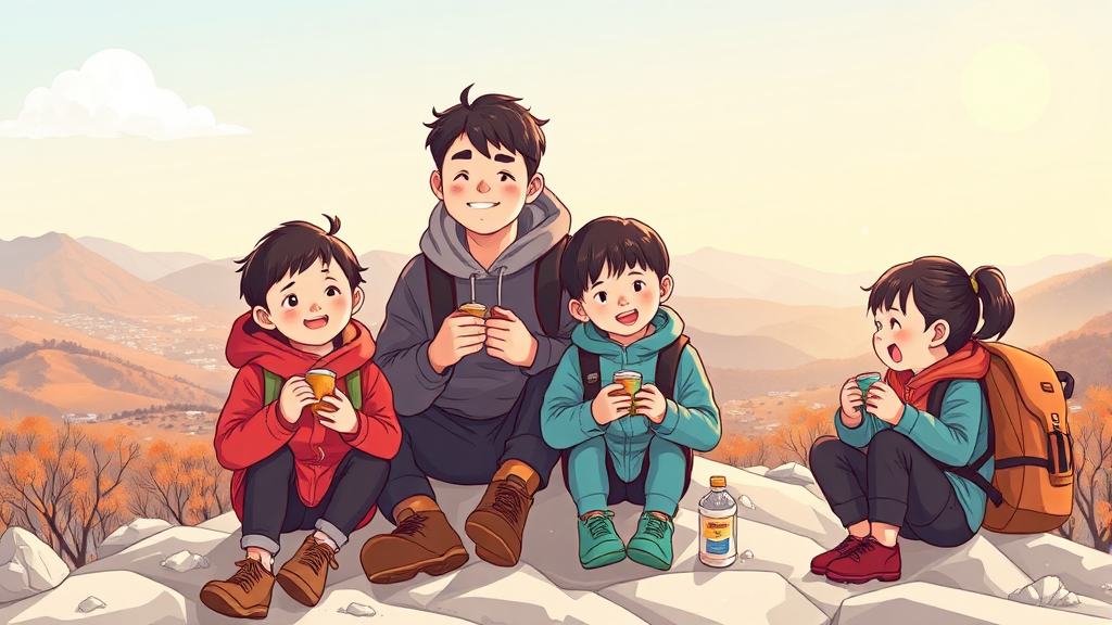 등반 준비물 및 안전 수칙 (illustration 스타일)