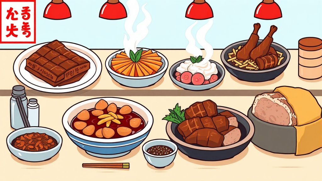 완성된 요리 맛과 특징 (cartoon 스타일)