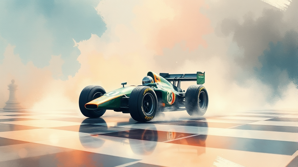 드루고비치의 레이싱 스타일: 전략과 안정감 (watercolor 스타일)